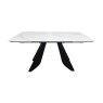 Gallery Collection Levanti - White Gloss Sintered Stone 6-8 Seater Double-End Extension Dining Table with Tapered Black Base