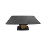 Gallery Collection Nero - Pop-Up Extension Matt Dark Grey Sintered Stone Dining Table with Bronze Brushed Pedestal