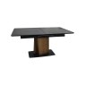 Gallery Collection Nero - Pop-Up Extension Matt Dark Grey Sintered Stone Dining Table with Bronze Brushed Pedestal