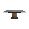 Gallery Collection Nero - Pop-Up Extension Matt Dark Grey Sintered Stone Dining Table with Bronze Brushed Pedestal