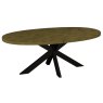 Signature Collection Ellipse Rustic Oak Small 6 Seater Dining Table with Metal Legs