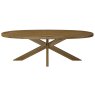 Signature Collection Ellipse Rustic Oak 8 Seater Dining Table with Wooden Legs