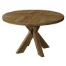 Ellipse Rustic Oak 4 Seater Circular Dining Table with Wooden Legs