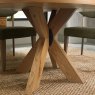 Signature Collection Ellipse Rustic Oak 4 Seater Circular Dining Table with Wooden Legs