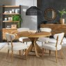 Ellipse Rustic Oak 4 Seater Circular Dining Table with Wooden Legs