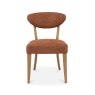 Signature Collection Ellipse Rustic Oak Upholstered Dining Chair - Auburn Fabric (Pair)