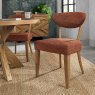 Ellipse Rustic Oak Upholstered Dining Chair - Auburn Fabric (Pair)