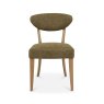 Signature Collection Ellipse Rustic Oak Upholstered Dining Chair - Green Fabric (Pair)