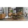 Signature Collection Ellipse Rustic Oak Upholstered Dining Chair - Green Fabric (Pair)