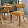 Ellipse Rustic Oak Upholstered Dining Chair - Mustard Fabric (Pair)