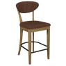 Signature Collection Ellipse Rustic Oak Upholstered Bar Stool - Auburn Fabric (Pair)