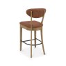 Signature Collection Ellipse Rustic Oak Upholstered Bar Stool - Auburn Fabric (Pair)