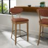 Signature Collection Ellipse Rustic Oak Upholstered Bar Stool - Auburn Fabric (Pair)