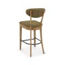 Signature Collection Ellipse Rustic Oak Upholstered Bar Stool - Green Fabric (Pair)