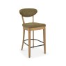 Signature Collection Ellipse Rustic Oak Upholstered Bar Stool - Green Fabric (Pair)