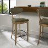 Ellipse Rustic Oak Upholstered Bar Stool - Green Fabric (Pair)