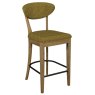 Ellipse Rustic Oak Upholstered Bar Stool - Mustard Fabric (Pair)