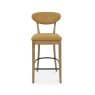 Signature Collection Ellipse Rustic Oak Upholstered Bar Stool - Mustard Fabric (Pair)