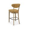 Signature Collection Ellipse Rustic Oak Upholstered Bar Stool - Mustard Fabric (Pair)