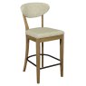 Ellipse Rustic Oak Upholstered Bar Stool - Oatmeal Fabric (Pair)