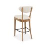 Signature Collection Ellipse Rustic Oak Upholstered Bar Stool - Oatmeal Fabric (Pair)