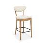Signature Collection Ellipse Rustic Oak Upholstered Bar Stool - Oatmeal Fabric (Pair)