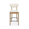 Signature Collection Ellipse Rustic Oak Upholstered Bar Stool - Oatmeal Fabric (Pair)