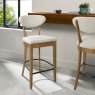 Signature Collection Ellipse Rustic Oak Upholstered Bar Stool - Oatmeal Fabric (Pair)