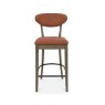 Signature Collection Ellipse Fumed Oak Upholstered Bar Stool - Auburn Fabric (Pair)
