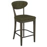 Ellipse Fumed Oak Upholstered Bar Stool - Green Fabric (Pair)