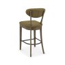 Signature Collection Ellipse Fumed Oak Upholstered Bar Stool - Green Fabric (Pair)