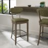 Signature Collection Ellipse Fumed Oak Upholstered Bar Stool - Green Fabric (Pair)