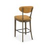 Signature Collection Ellipse Fumed Oak Upholstered Bar Stool - Mustard Fabric (Pair)
