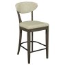Ellipse Fumed Oak Upholstered Bar Stool - Oatmeal Fabric (Pair)