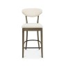 Signature Collection Ellipse Fumed Oak Upholstered Bar Stool - Oatmeal Fabric (Pair)