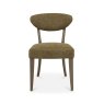 Signature Collection Ellipse Fumed Oak Upholstered Dining Chair - Green Fabric (Pair)