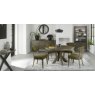 Signature Collection Ellipse Fumed Oak Upholstered Dining Chair - Green Fabric (Pair)