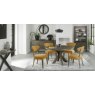 Signature Collection Ellipse Fumed Oak Upholstered Dining Chair - Mustard Fabric (Pair)