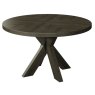 Signature Collection Ellipse Fumed Oak 4 Seater Circular Dining Table with Wooden Legs
