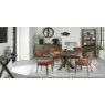 Signature Collection Ellipse Fumed Oak 4 Seater Circular Dining Table with Wooden Legs