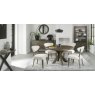 Signature Collection Ellipse Fumed Oak 4 Seater Circular Dining Table with Wooden Legs