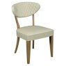 Signature Collection Ellipse Rustic Oak Upholstered Dining Chair - Ivory Bonded Leather (Pair)