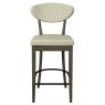 Signature Collection Ellipse Fumed Oak Upholstered Bar Stool - Ivory Bonded Leather (Pair)
