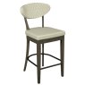 Ellipse Fumed Oak Upholstered Bar Stool - Ivory Bonded Leather (Pair)