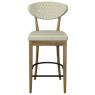 Signature Collection Ellipse Rustic Oak Upholstered Bar Stool - Ivory Bonded Leather (Pair)