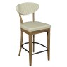 Ellipse Rustic Oak Upholstered Bar Stool - Ivory Bonded Leather (Pair)