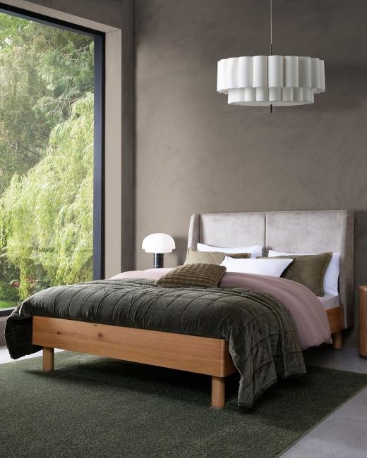 The bed that makes a lie-in impossible to refuse.⁠ ⁠ The Vega bed frame pairs turned oak legs wit...