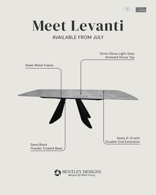Meet Levanti. Defined by a gloss sintered stone top and a tapered metal base, Levanti brings a refine...