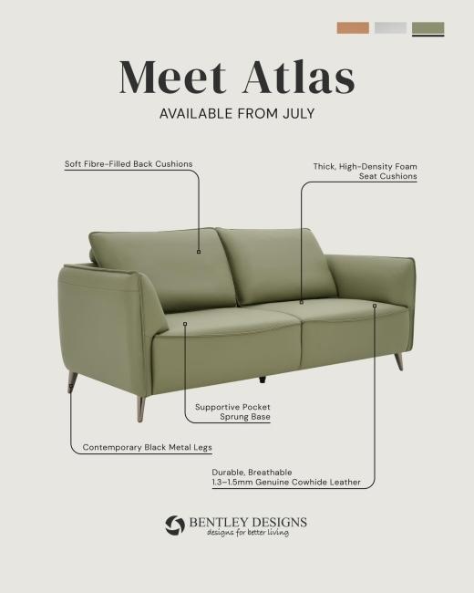 Meet Atlas. A contemporary sofa designed for everyday comfort, with a clean silhouette and sleek meta...