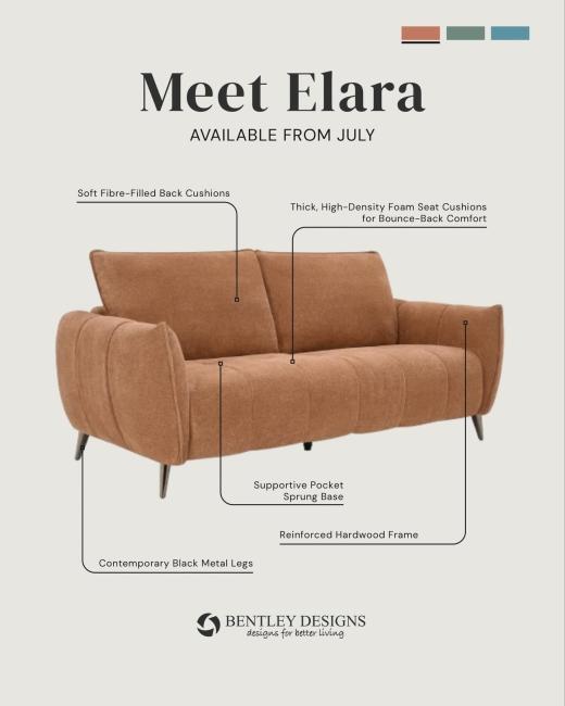 Meet Elara 🛋️ A softly curved form with supportive seating, black metal legs and subtle channel...